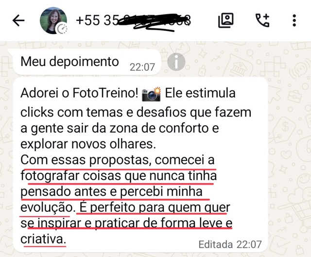 Depoimento de usuário